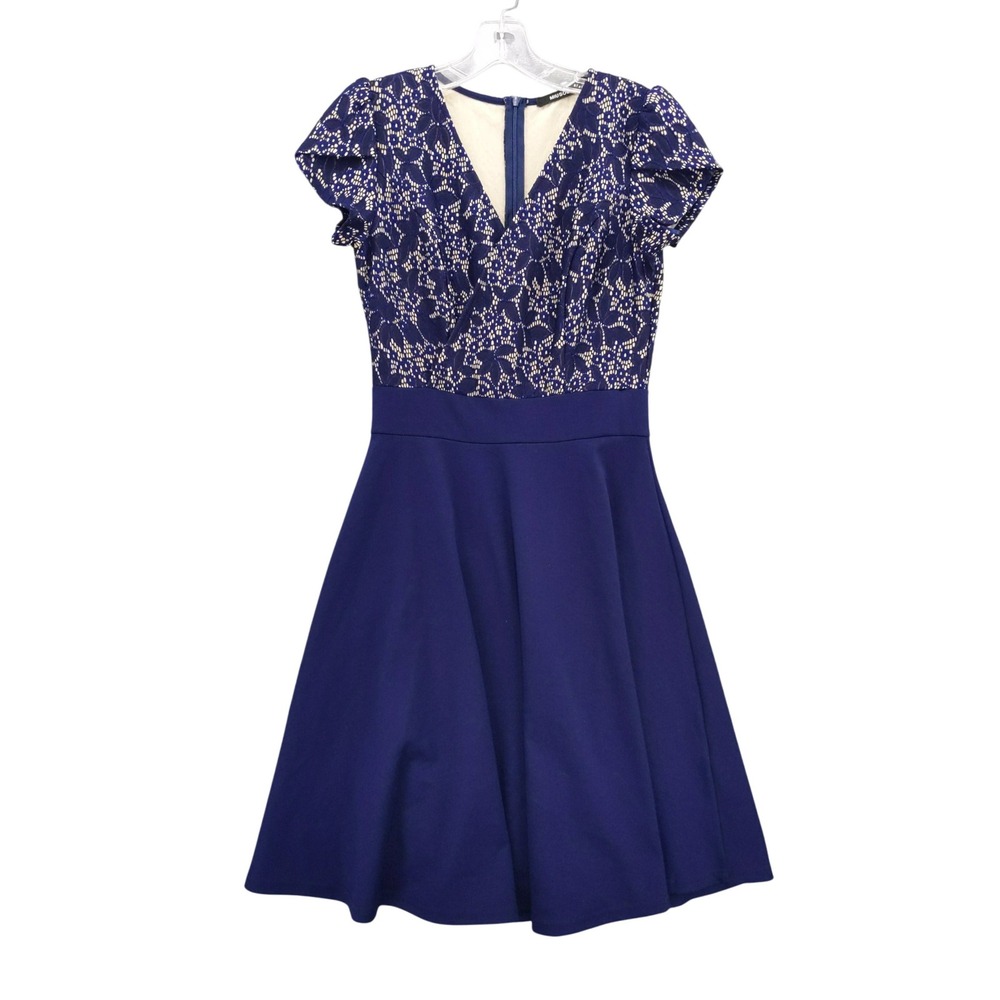 MIUSOL Fit and Flare Dress Lace Top V-Neck Party Cocktail Dress Small